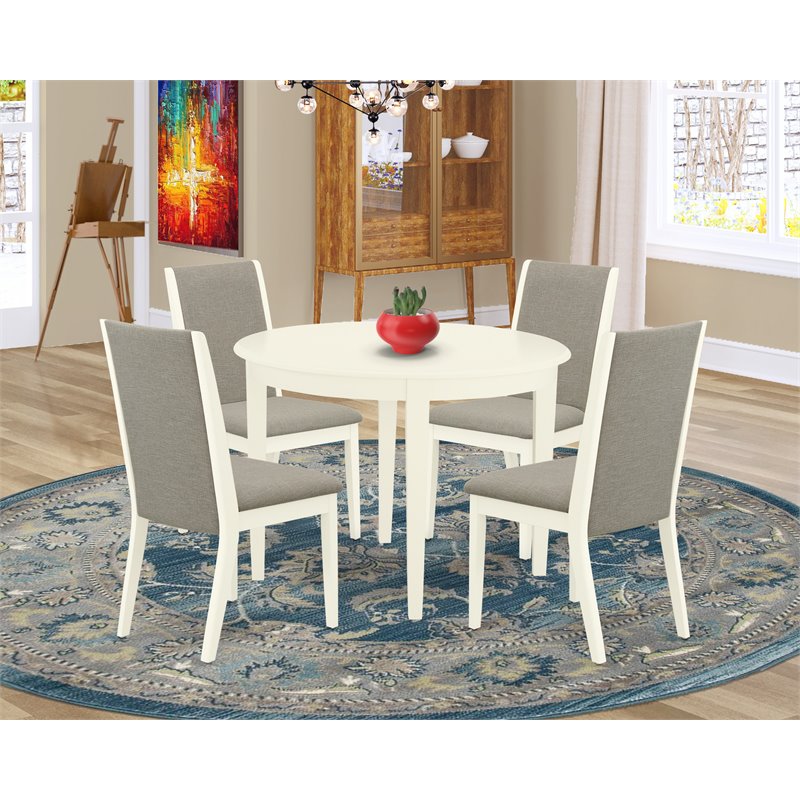 Pemberly Row 5-Piece Wood Dining Set in Linen White and Shitake