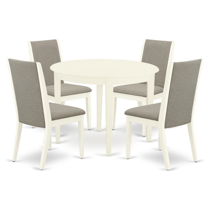 Pemberly Row 5-Piece Wood Dining Set in Linen White and Shitake