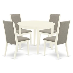 Pemberly Row 5-Piece Wood Dining Set in Linen White and Shitake