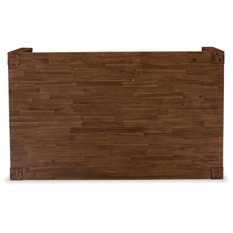 Pemberly Row 5-Piece Dining Set in Walnut and Brown Faux Leather