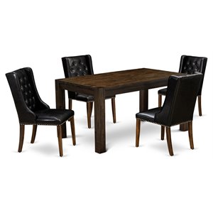 Pemberly Row 5-Piece Dining Set with Rectangular Table in Mocha Finish