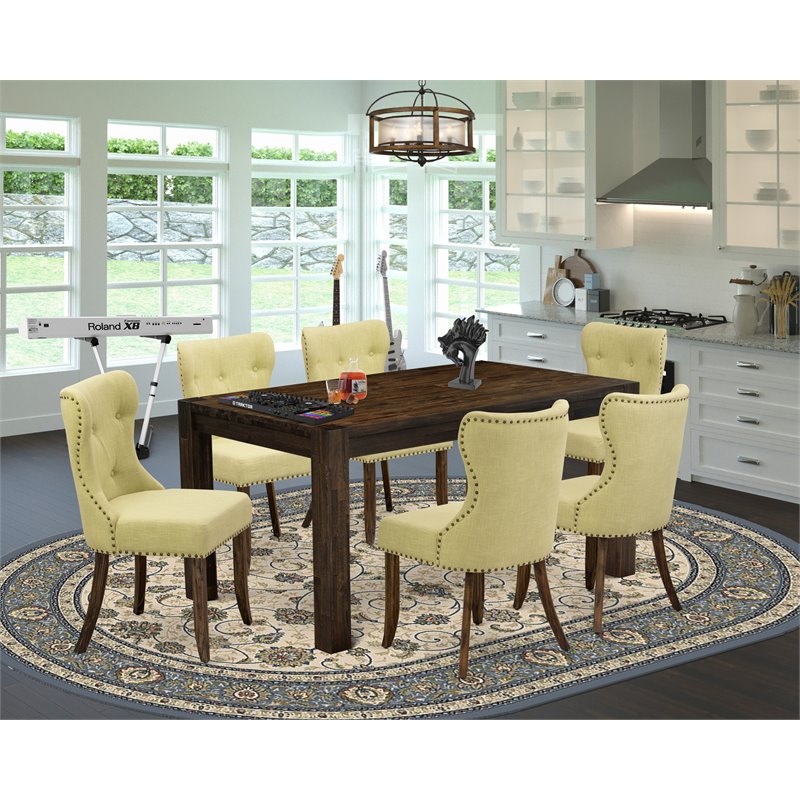 Pemberly Row 7-Piece Dining Set with Jacobean Brown/Limelight Finish