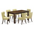Pemberly Row 7-Piece Dining Set with Jacobean Brown/Limelight Finish