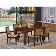 Pemberly Row 7-Piece Dining Table Set in Walnut Finish with Faux Leather