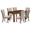 Pemberly Row 7-Piece Wood Dining Set with Upholstered Chairs in Light Tan