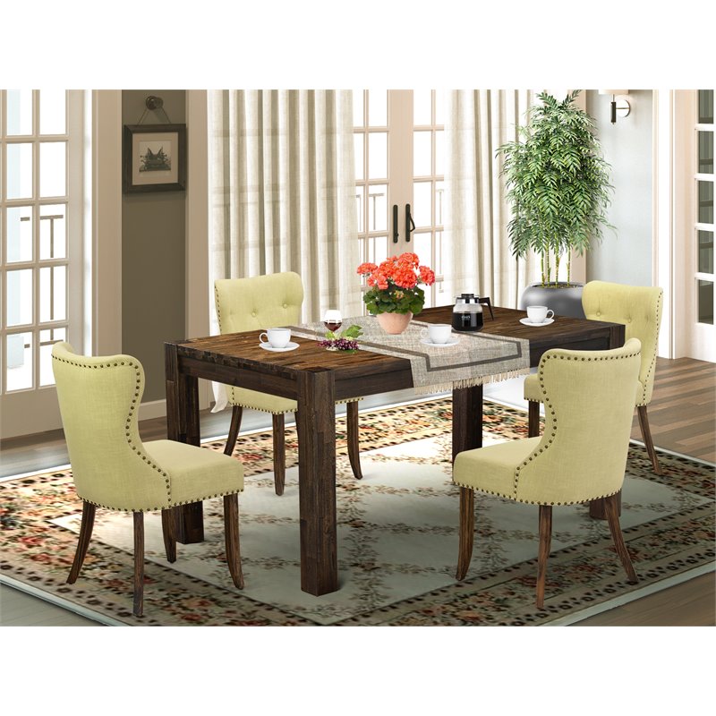 Pemberly Row 5-Piece Jacobean Brown Dining Set with Chairs in Limelight