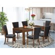 Pemberly Row 7-Piece Dining Set with Parsons Chairs in Walnut/Black Finish