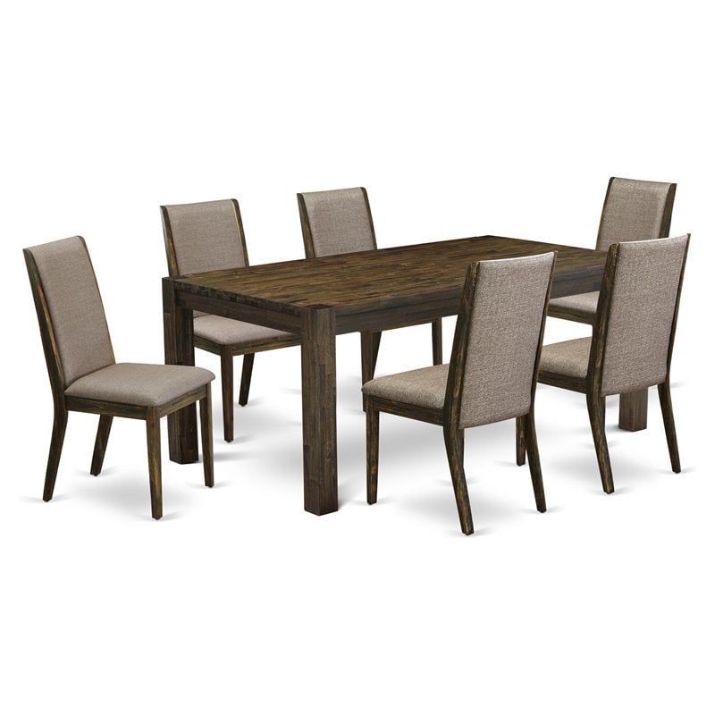 Pemberly Row 7-Piece Wood Dinette Set in Distressed Jacobean Brown