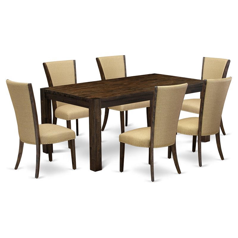 Pemberly Row 7-Piece Wood Dining Set in Distressed Jacobean Finish