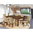Pemberly Row 7-Piece Wood Dining Set with Parson Chairs in Walnut