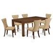 Pemberly Row 7-Piece Wood Dining Set with Parson Chairs in Walnut