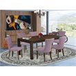 Pemberly Row 7-Piece Dining Set with Linen Upholstery in Jacobean Brown