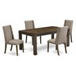 Pemberly Row 5-Piece Wood Dinette Set with Brown Table and Khaki Chairs