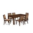Pemberly Row 7-Piece Dining Set in Antique Walnut with Faux Leather