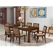 Pemberly Row 7-Piece Dining Set in Antique Walnut with Faux Leather