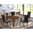 Pemberly Row 5-Piece Dining Set with Wood Table and Parson Chairs in Walnut