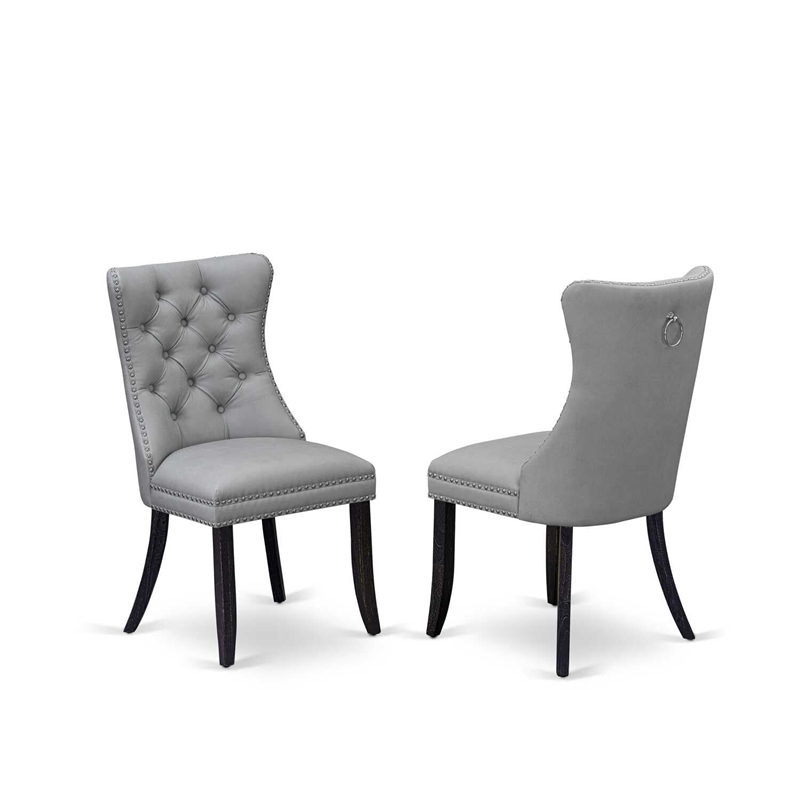 Pemberly Row 5-Piece Dining Set in Walnut Finish with Light Gray Chairs