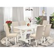 Pemberly Row 7-Piece Dining Set with Cream Table and Upholstered Chairs