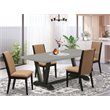 Pemberly Row 5-Piece Dining Table Set with Cement Top and Black Finish