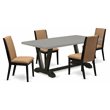 Pemberly Row 5-Piece Dining Table Set with Cement Top and Black Finish