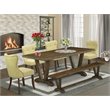 Pemberly Row 6-Piece Dining Set with Wood Table and Bench in Limelight