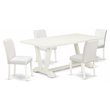 Pemberly Row 5-Piece Rubber Wood Dining Set with PU Leather Chairs