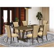 Pemberly Row 7-Piece Acacia Wood Dining Set in Jacobean Finish