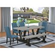 Pemberly Row 6-Piece Wood Dining Set with Bench in Black Finish