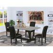 Pemberly Row 5-Piece Traditional Wood Dining Set in Black Finish