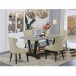 Pemberly Row 5-Piece Table Set with Upholstered Chairs in Black Finish