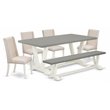 Pemberly Row 6-Piece Wood Dining Set with Bench in Linen White Finish