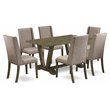 Pemberly Row 7-Piece Wood Dining Table Set in Linen White and Doeskin