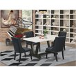 Pemberly Row 5-Piece Wood Dining Table Set in Black with Linen Upholstery