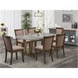 Pemberly Row 7-Piece Asian Wood Dining Set in Coffee and Cement Finish