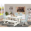 Pemberly Row 6-Piece Dining Set with Linen Seats and White Finish