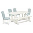 Pemberly Row 6-Piece Dining Set with Linen Seats and White Finish