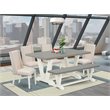 Pemberly Row 6-Piece Wood Dining Set with Bench in Cream Linen Fabric