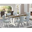 Pemberly Row 7-Piece Wood Dining Set in White & Baby Blue Linen Finish