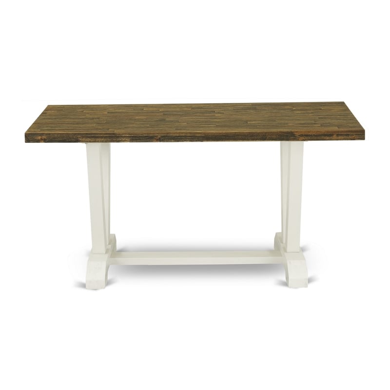 Pemberly Row Rectangular Rubber Wood Dining Table in Jacobean Finish