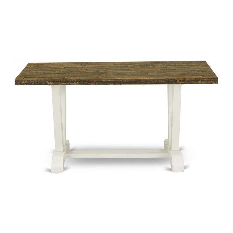 Pemberly Row Rectangular Rubber Wood Dining Table in Jacobean Finish