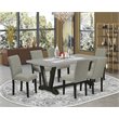 Pemberly Row 7-Piece Wood Dining Table Set in Black and Shitake