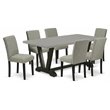 Pemberly Row 7-Piece Wood Dining Table Set in Black and Shitake