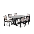 Pemberly Row 7-Piece Wood Kitchen Table Set with Cement Top and Chairs