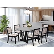 Pemberly Row 7-Piece Wood Kitchen Table Set with Cement Top and Chairs