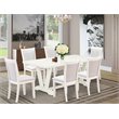 Pemberly Row 7-Piece Rubberwood Dining Set with Cream Linen Upholstery