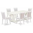 Pemberly Row 7-Piece Rubberwood Dining Set with Cream Linen Upholstery