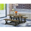 Pemberly Row 3-Piece Wood Dining Table Set in Jacobean Finish
