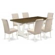 Pemberly Row 7-Piece Wood Dining Table Set in White and Cream