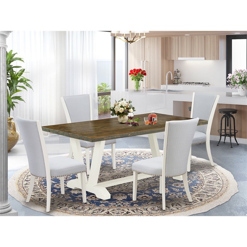 Pemberly Row 5-Piece Wood Kitchen Set in Linen White and Gray Finish