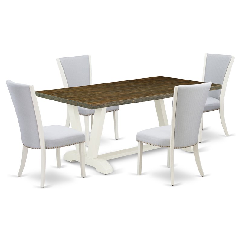 Pemberly Row 5-Piece Wood Kitchen Set in Linen White and Gray Finish